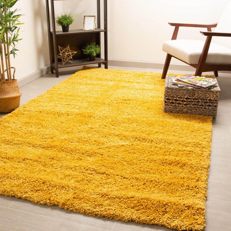 Wrought Studio Deaton Shag Yellow Area Rug & Reviews Wayfair